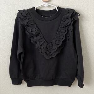 NWT H&M Black Lace Ruffle Crewneck | Girls 4-5T
